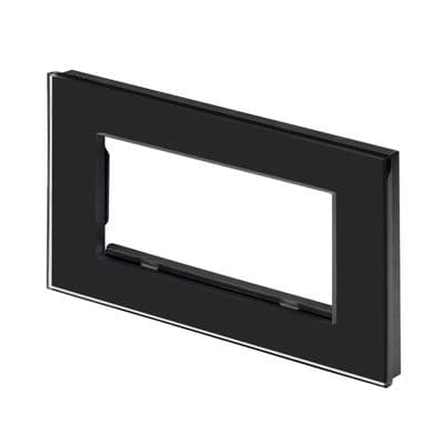 RetroTouch Euro Data Plate Double (4 Module Space) Black Glass PG 00179
