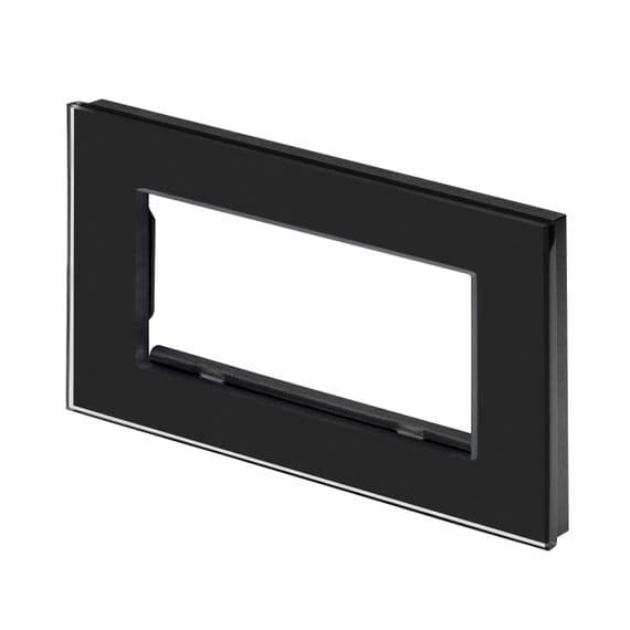 RetroTouch Euro Data Plate Double 4 Module Space Black Glass PG 00179