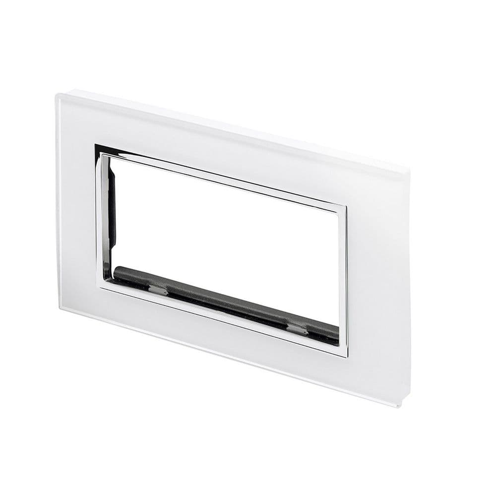 RetroTouch Euro Data Plate Double (4 Module Space) White Glass CT 00176