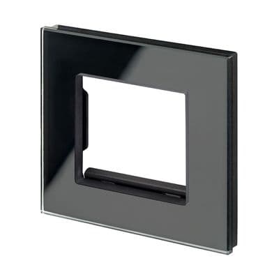 RetroTouch Euro Data Plate Single (2 Module Space) Black Glass PG 00175