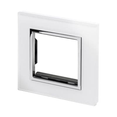 RetroTouch Euro Data Plate Single (2 Module Space) White Glass CT 00172