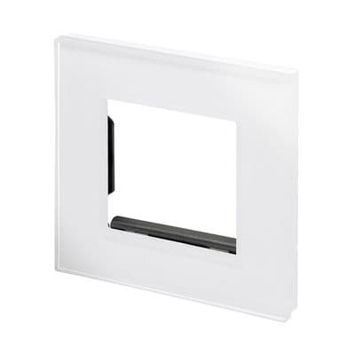 RetroTouch Euro Data Plate Single (2 Module Space) White Glass PG 00173