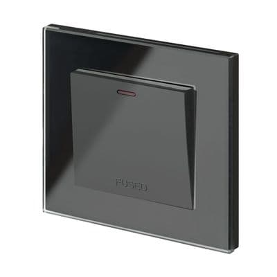 RetroTouch Fused Spur Switch 13A Black Glass PG 01763