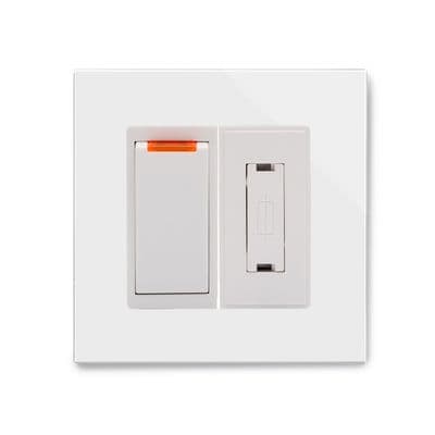 RetroTouch Fused Spur Switch 13A White Glass PG 01701