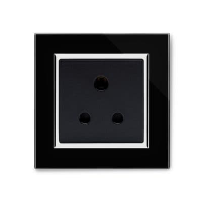 RetroTouch Single 5 Amp Round Pin Plug Socket Black Glass CT 04003