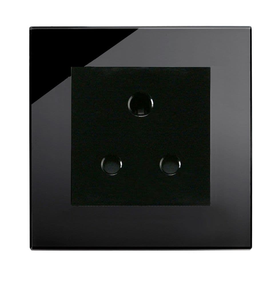 RetroTouch Single 5 Amp Round Pin Plug Socket Black Glass PG 04004