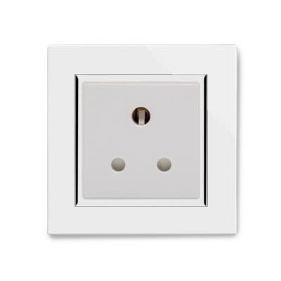 RetroTouch Single 5 Amp Round Pin Plug Socket White Glass CT 04001