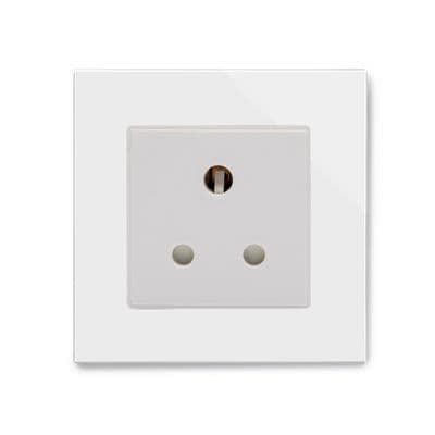 RetroTouch Single 5 Amp Round Pin Plug Socket White Glass PG 04002