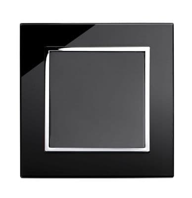 RetroTouch Single Blank Plate Black Glass CT 00310