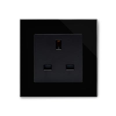 RetroTouch Single Plug Socket 13A Unswitched Black Glass PG 04044