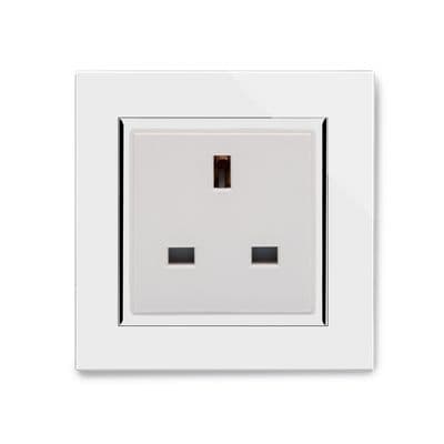 RetroTouch Single Plug Socket 13A Unswitched White Glass CT 04041
