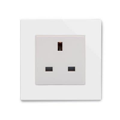 RetroTouch Single Plug Socket 13A Unswitched White Glass PG 04042