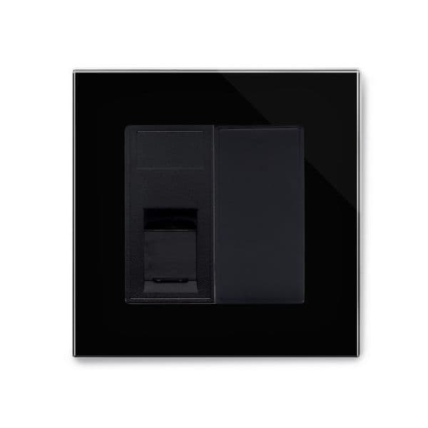 RetroTouch Single RJ11 Phone Socket Black Glass PG 04094