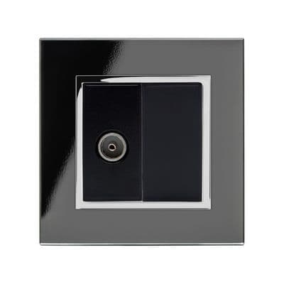 RetroTouch Single TV Coax Socket Black Glass CT 04078