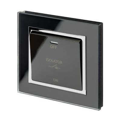 RetroTouch Triple Pole 10A Fan Isolator Switch Black Glass CT 01733