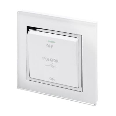RetroTouch Triple Pole 10A Fan Isolator Switch White Glass CT 01731