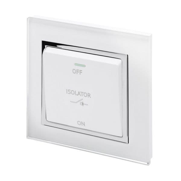 RetroTouch Triple Pole 10A Fan Isolator Switch White Glass CT 01731