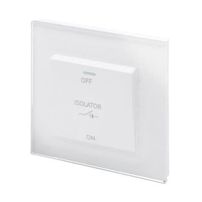 RetroTouch Triple Pole 10A Fan Isolator Switch White Glass PG 01730