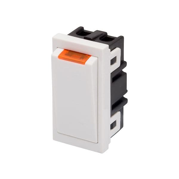 RT 20A DP Switch With Neon (25mmX50mm) White 09038