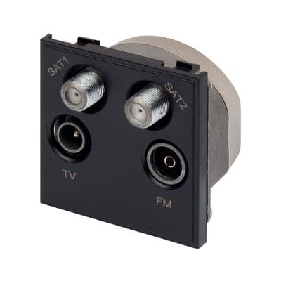RT Quadplexed Outlet (50mmX50mm) Black 09047