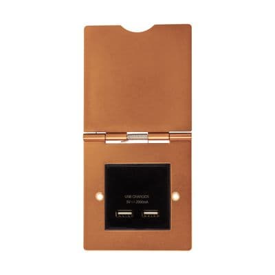 Soho Antique Copper 1 Gang 2 x USB-A Charger Floor Socket SS-SH-20-SKT504-ACB