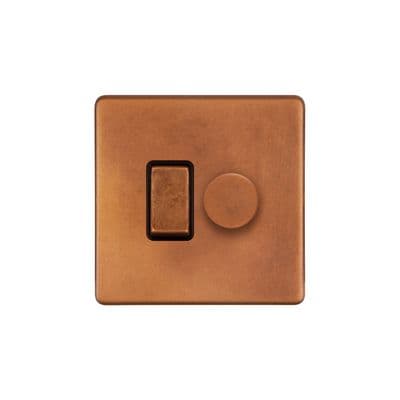 Soho Antique Copper 2 Gang 1 x 2W LED Dimmer & 1 x 2W Rocker Switch SS-SH-20-LTS132-ACB