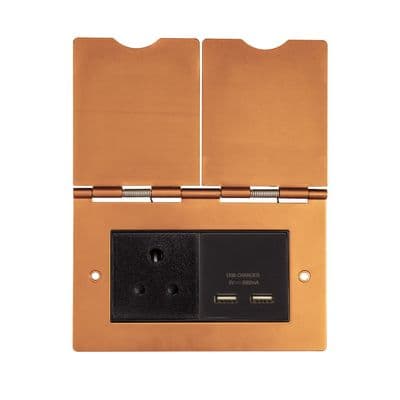 Soho Antique Copper 2 Gang 5A & 2 x USB-A Charger Floor Socket SS-SH-20-SKT506-ACB
