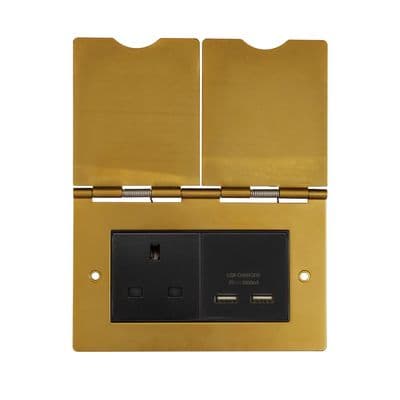 Soho Antique Gold 2 Gang 13A & 2 x USB-A Charger Floor Socket SS-SH-20-SKT505-AGB