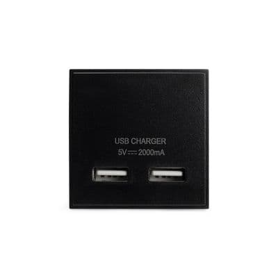 Soho Black USB Charger 2 Gang Euro Module SS-SH-05-EMD401-BK