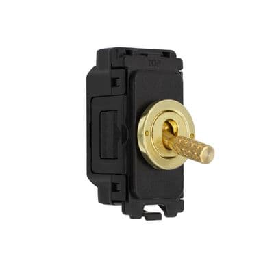 Soho Brushed Brass 20A 2 Way & Off Retractive CM Grid Toggle Module Knurled SS-SH-0C-SGP315-BB