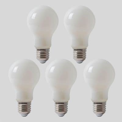 Soho Lighting 5 Pack of 8w E27 ES Opal GLS LED Light Bulb 4100K Horizon Daylight Dimmable