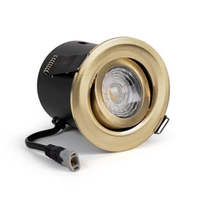 Soho Lighting Brushed Brass 3K Warm White Tiltable LED Downlights, Fire Rated, IP44, Dimmable