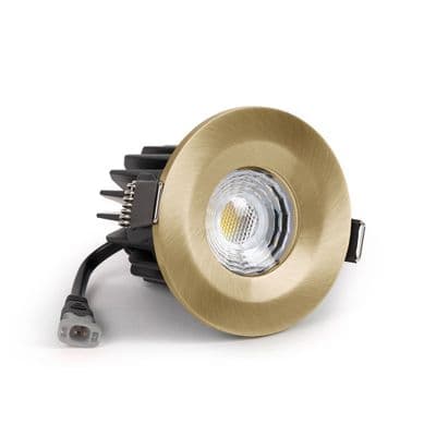 Soho Lighting Brushed Brass LED Downlights, Fire Rated, Fixed, IP65, CCT Switch, High CRI, Dimmable