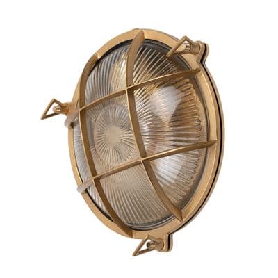 Soho Lighting Carlisle Grid Prismatic Glass IP65 Outdoor Laquered Solid Brass Bulkhead Wall Light