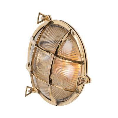 Soho Lighting Carlisle Grid Prismatic Glass IP65 Outdoor Polished Solid Brass Bulkhead Wall Light