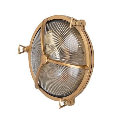 Soho Lighting Carlisle Trine IP65 Outdoor Lacquered Solid Brass Prismatic Glass Wall Light