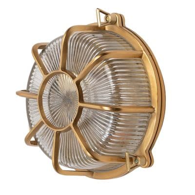 Soho Lighting Carlisle Web Prismatic Glass IP65 Outdoor Lacquered Solid Brass Bulkhead Wall Light
