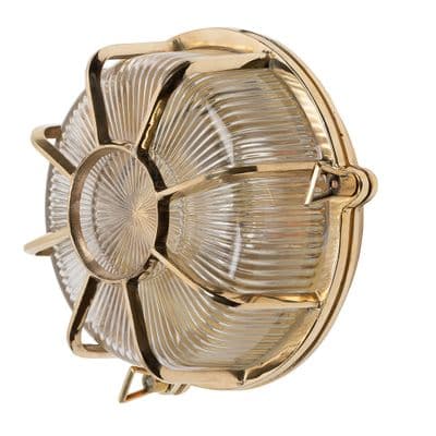 Soho Lighting Carlisle Web Prismatic Glass IP65 Outdoor Polished Solid Brass Bulkhead Wall Light