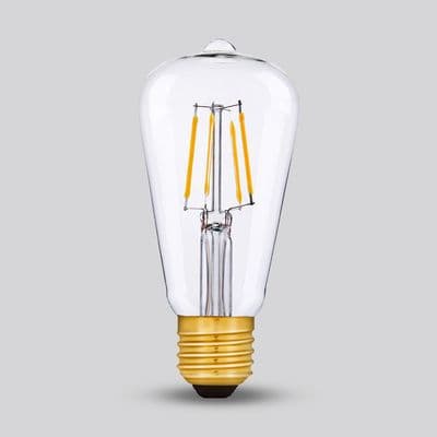 Soho Lighting E27 Classic Clear Teardrop Dimmable LED Bulb ST64, 7W, 2700K, High CRI