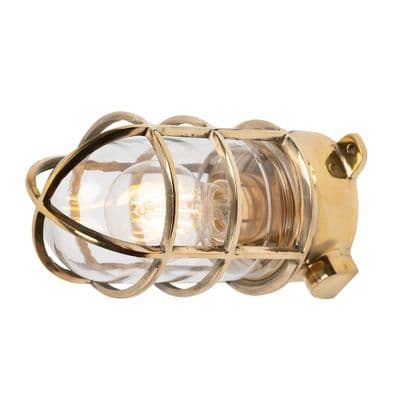 Soho Lighting Kemp Grid IP65 Outdoor & Bathroom Polished Solid Brass Ceiling Light