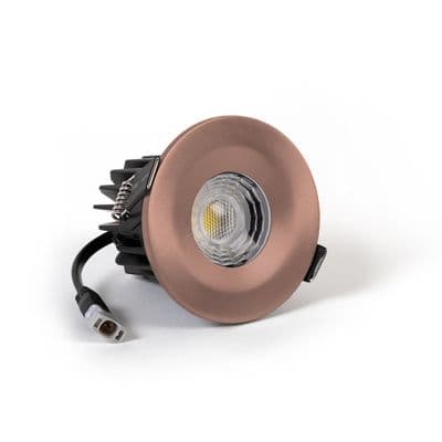Soho Lighting Satin Rose Gold LED Downlights, Fire Rated, Fixed, IP65, CCT Switch, High CRI Dimmable