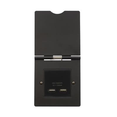 Soho Matt Black 1 Gang 2 x USB-A Charger Floor Socket SS-SH-20-SKT504-MBB