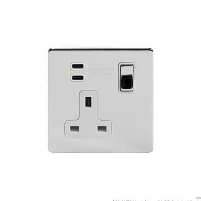 Soho Polished Chrome 1 Gang USB Socket (13A + 2 USB-C 3.1A) SS-SH-20-SKT221-PCW