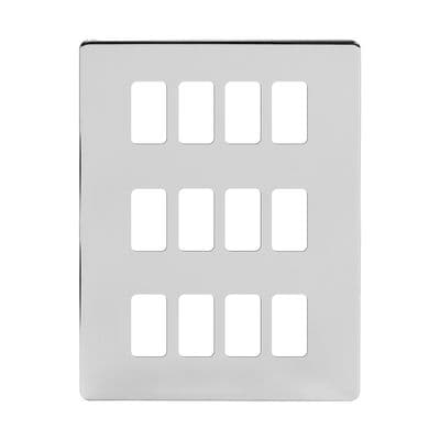 Soho Polished Chrome 12 Gang RM Rectangular Grid Module Plate SS-SH-20-GRD112-PC