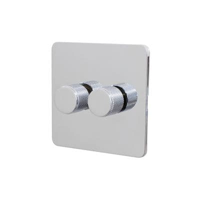 Soho Polished Chrome 2 Gang 1 or 2 Way 150W LED Dimmer Switch Vintage SS-SH-1K-LTS202-PC