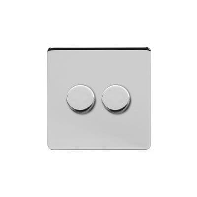 Soho Polished Chrome 2 Gang 1 or 2 Way 150W LED Dimmer Switch Vintage SS-SH-2K-LTS202-PC