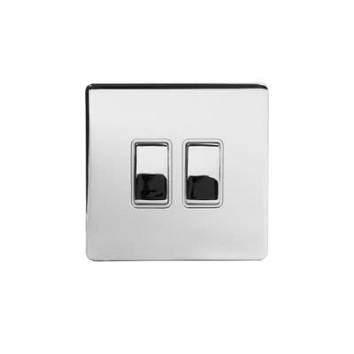 Soho Polished Chrome 2 Gang 1 or 2 Way Rocker Light Switch SS-SH-20-LTS102-PCW