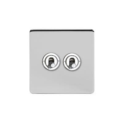 Soho Polished Chrome 2 Gang 1 or 2 Way Toggle Light Switch Art Deco SS-SH-2D-LTS302-PC