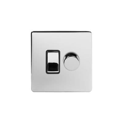 Soho Polished Chrome 2 Gang 1 x 2W LED Dimmer & 1 x 2W Rocker Switch SS-SH-20-LTS132-PCB
