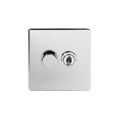 Soho Polished Chrome 2 Gang 1 x 2W LED Dimmer & 1 x 2W Toggle Switch SS-SH-20-LTS341-PC